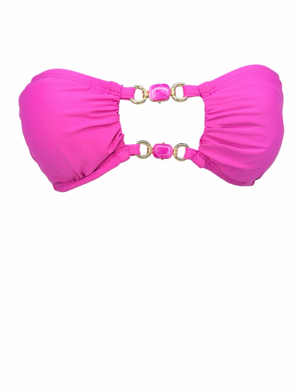 Time and Tru Magenta Gold Ring Bandeau Bikini Top XS 0-2